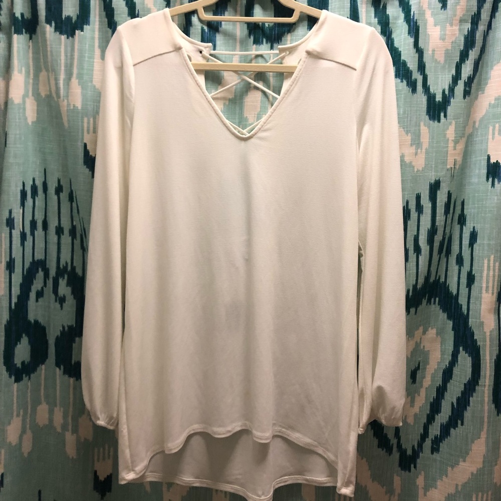 Express off white lace up top Medium NWT